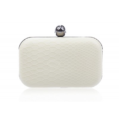 Party Women's Evening Bag With Snake Veins and Rivets Design White Multi Color
